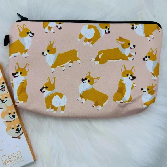 Corgi Print Makeup Pencil Case with Pens and Sticky Note pad - Picture 4 of 6